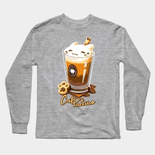 CatPuccino - Kawaii Cat Coffee Long Sleeve T-Shirt